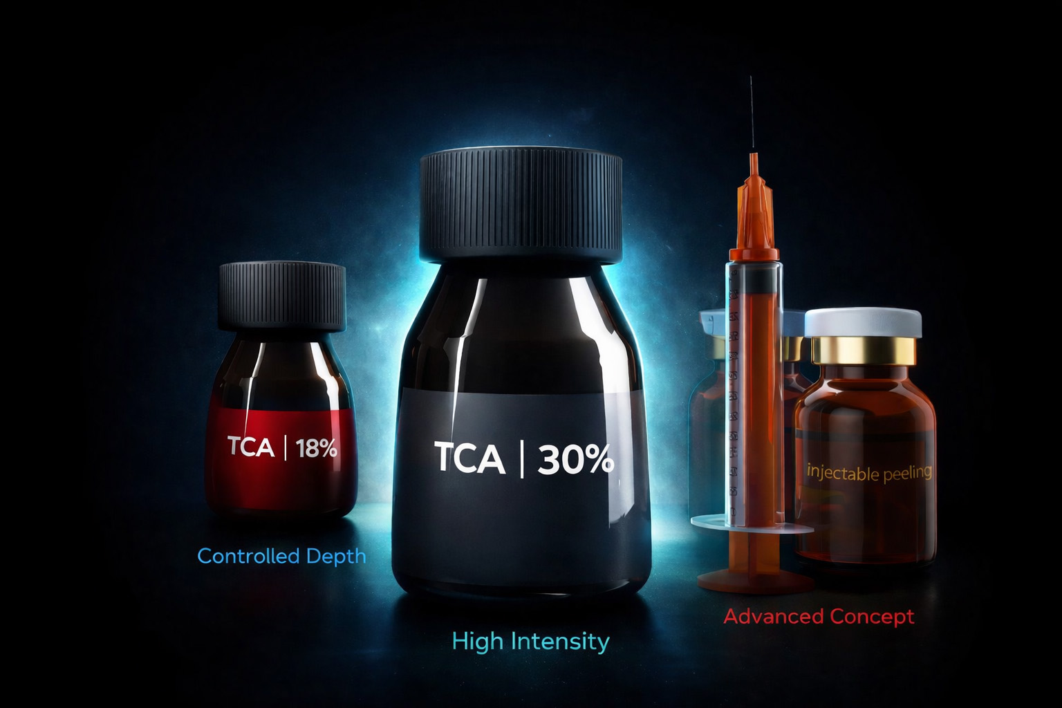 Clinical illustration of different TCA concentrations and treatment intensity