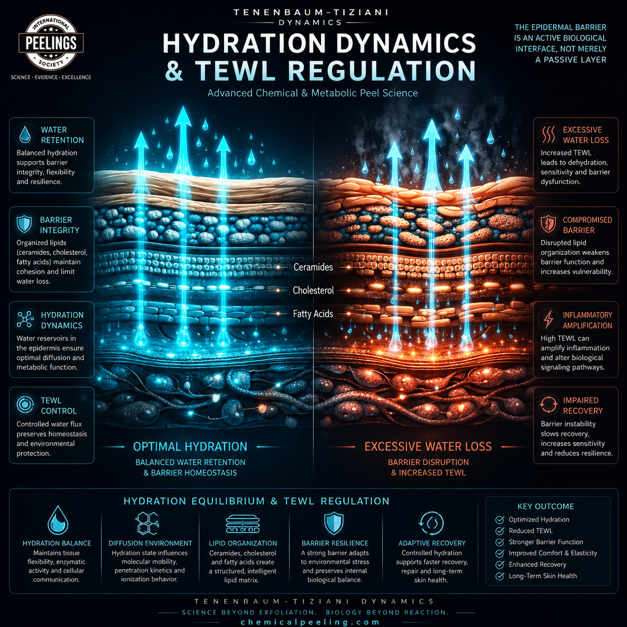 Hydration dynamics and TEWL regulation in metabolic peel science